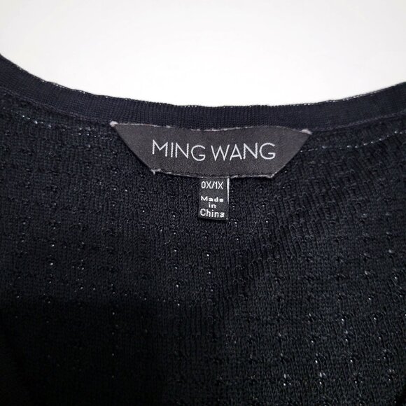 Ming Wang Womens Sleeveless V-Neck Top Size 1X Black White Minimalist Office - Picture 9 of 12